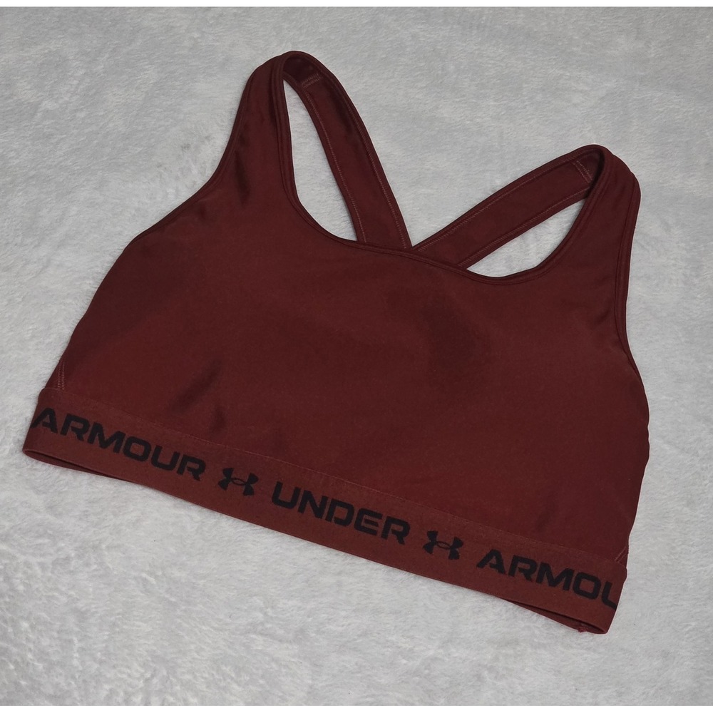 Under Armour Womens Large Mid Crossback Sports Bra in Rust Orange Color